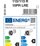 Letne pnevmatike Continental ContiVanContact 100 10PR 205/70R17C 115/113R VANC100