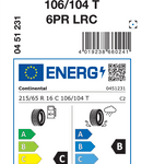 Letne pnevmatike Continental ContiVanContact 100 6PR 215/65R16C 106/104T VANC100