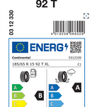 Letne pnevmatike Continental UltraContact 185/65R15 92T XL UC