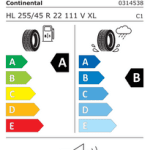 Letne pnevmatike Continental EcoContact 7 FR HL255/45R22 111V XL EC7 CS i
